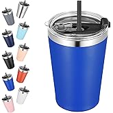 VEGOND 12oz Tumbler Stainless Steel Tumbler bulk Vacuum Insulated Double Wall Travel Tumbler with Lid and Straw Reusable Tumbler, Light blue 1 Pack