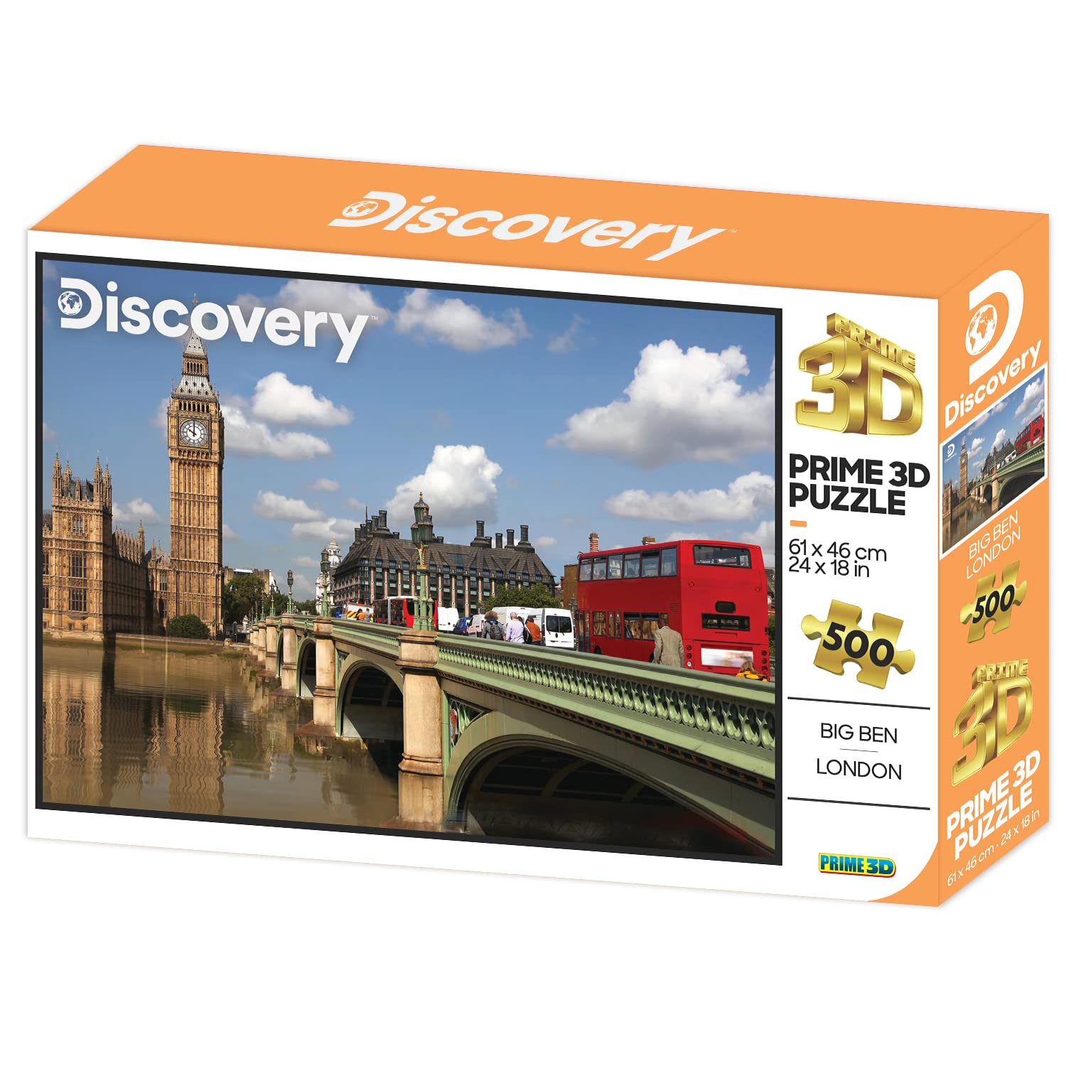 PRIME 3D , Discovery - Big Ben , 3D Lenticular Jigsaw Puzzle , 61cm x 46cm - 500 pcs , Games & Puzzles , Ages 6+