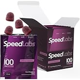 SpeedLabs Black Raspberry Energy Gummies, 25mg Micro-Encapsulated Caffeine for Sustained Energy &amp; Focus, Taurine + B Vitamins, Portable Chews for Work, Training &amp; Travel, 32 Count