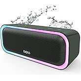DOSS SoundBox Pro Bluetooth Speaker, 20W Stereo Sound, Active Extra Bass, 20H Playtime, Multi-Colors Lights, Wireless Stereo Pairing, IPX6 Waterproof for Garden, Hiking, Camping-Cypress Green