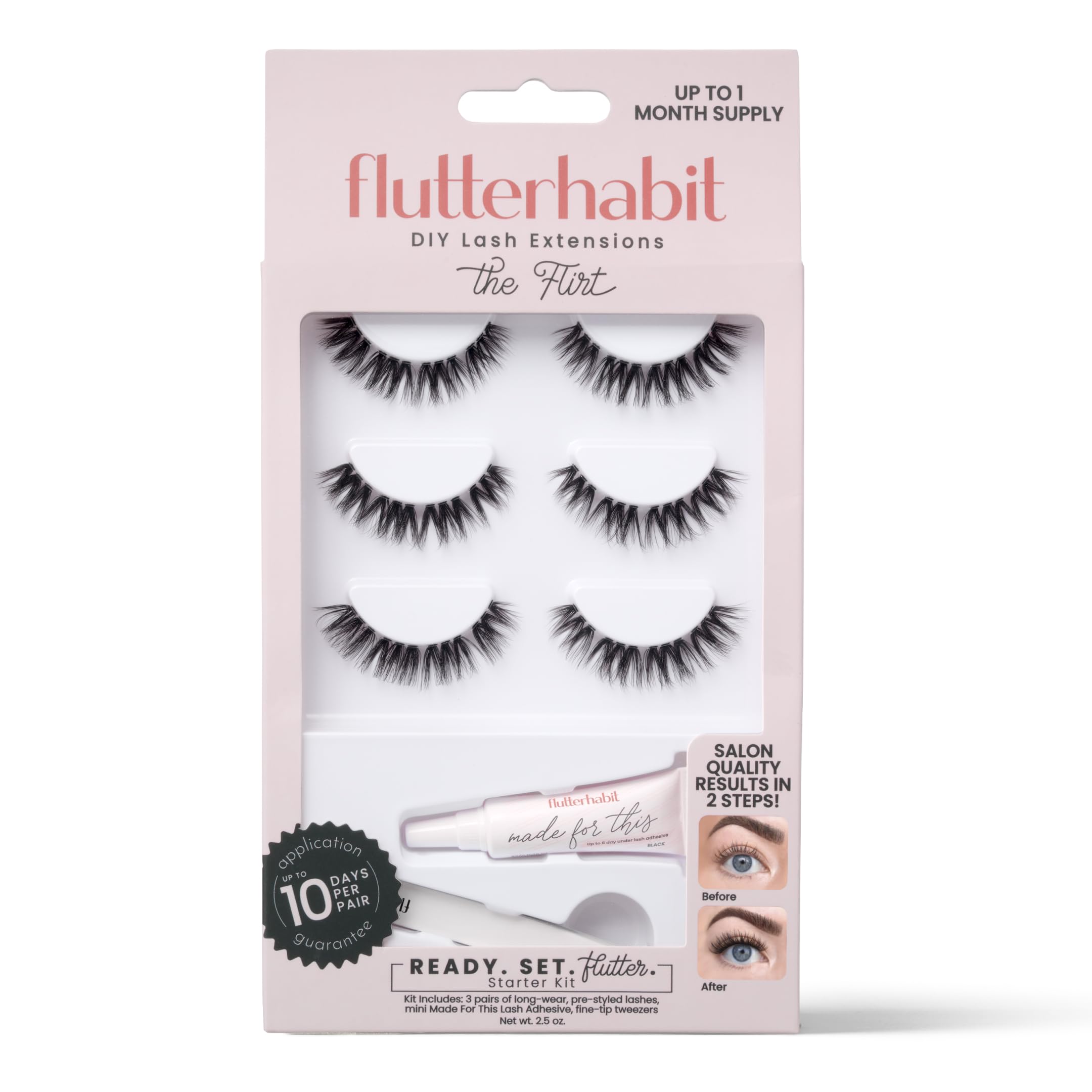 Photo 1 of FlutterHabit Flirt Ready Set Starter Kit, DIY Eyelash Extensions, Lash Clusters for Women, Professional Quality At Home Eyelash Extension Kit, Natural False Lashes, 3 Lash Sets, Lash Glue Included