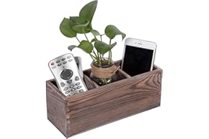 Furniture Life Minimalist Wooden Remote Control Holder, 3-Compartment Desktop Organizer for TV Remotes, Game Consoles, Phones
