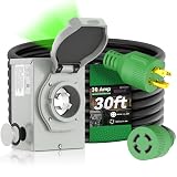 RVINGPRO 30 Amp Generator Cord 30FT and Power Inlet Box, Pre-Drilled 30 Amp Generator Inlet Box with Cord, NEMA L14-30P to L14-30R Generator Cord Waterproof Combo Kit, ETL Listed