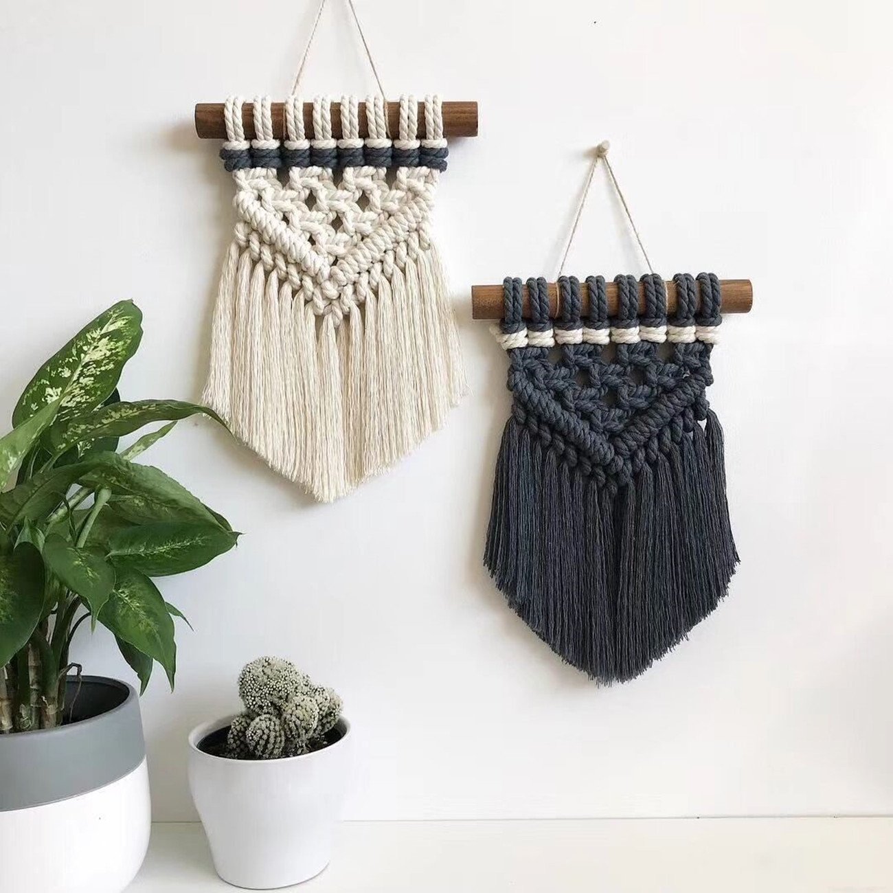 (6mm x 50m(about 55 yd)) Handmade Decorations Natural Cotton Bohemia Macrame DIY Wall Hanging Plant Hanger Craft Making Knitting Cord Rope Natural Color Beige Macramé Cord