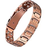 Jecanori Pure Copper Bracelet for Men, 2X Strength Magnetic Bracelets for Men with Fold-Over Clasp