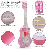 Ynanimery Kids Guitar Ukulele Toy 4 Strings Beginner Music Instrument Pink view 2