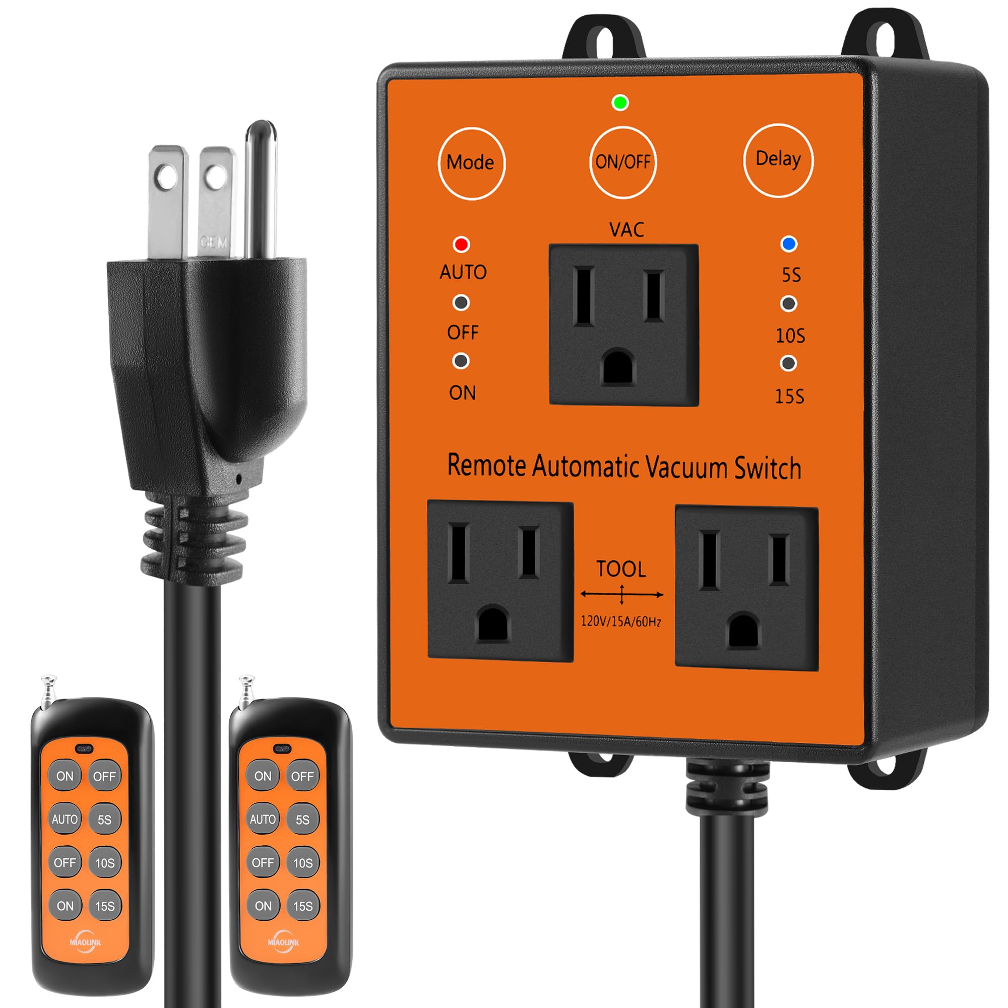 Photo 1 of MIAOLINK Remote Automatic Vacuum Switch, 120V/15A Power Tool Dust Control, 3-Mode with Delay Timer