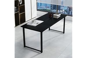 Bonzy Home 6FT Conference Table, 71" L x 32" W x 30" H Long Rectangle Meeting Table, Modern Seminar Table with Super Sturdy Metal Frame for Office, Black