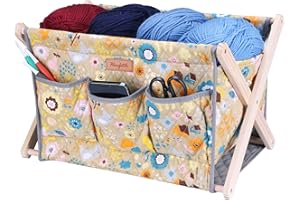 Hanfetch Yarn Caddy Large Size Yarn Storage Organizer for Yarn Skeins-Organizer for Crochet Hooks Knitting Needles Other Accessories (Flower- Yellow Easy Assembly)
