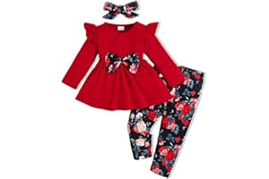 Doresbebe Baby Girl Clothes Toddler Girl Outfits Infant Girl Summer Clothes for Girl Ruffle Shirt Pants+Cute Headband 3PCS