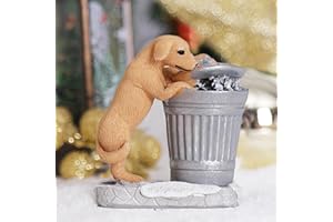 NINIPAPA Christmas Village Accessories Santa's Mailbox Village Town Pieces for Christmas Decoration, Cute Villages Resin Christmas Ornaments - Garbage Can Dog
