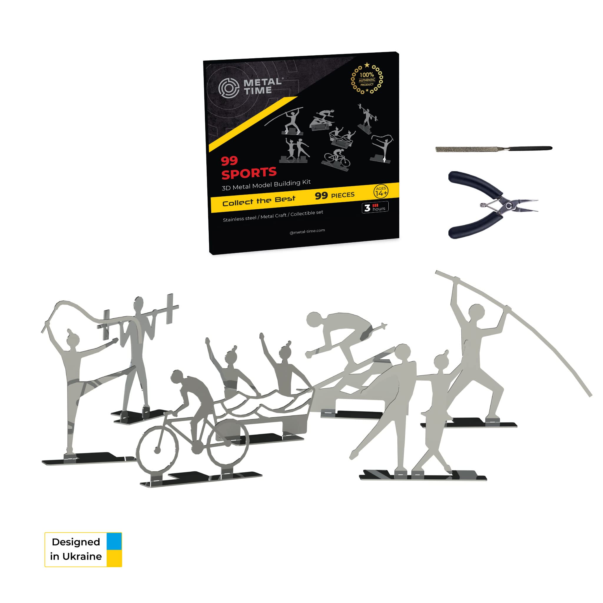 METAL-TIME Miniature Figures 99 Sports, Metal DIY Kit, Figurines Sports 99 Kind of Sports, Metal Action Figures Set for Sports Lovers and Collectors, Great Gift.
