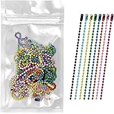 ZHJISHGUO 50 Pcs Mixed Color Ball Bead Chain – 2.4mm Beaded Key Ring Chain for Jewelry Making, DIY Crafts, Dog Tags, and Necklace Accessories with Connectors