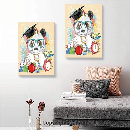 Amazon Com Sfeatrurwf 2 Piece Gallery Panda Goes To School Humor
