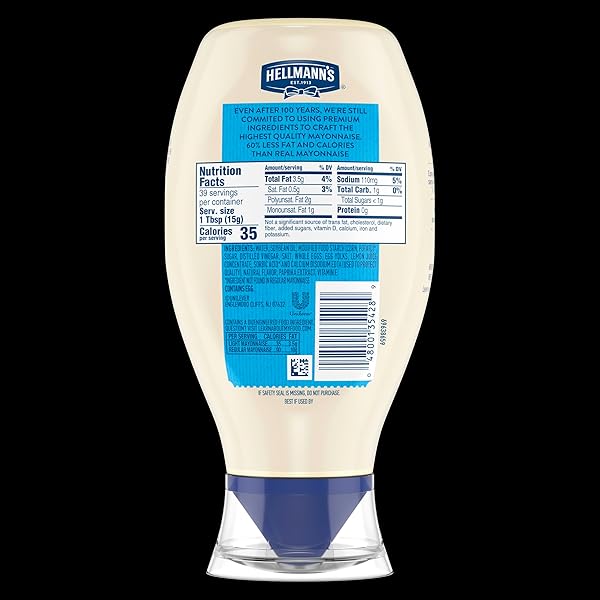 HELLMANN’S LIGHT MAYONNAISE LIGHT MAYO SQUEEZE BOTTLE FOR A CREAMY CONDIMENT FOR SANDWICHES AND SIMPLE MEALS MADE WITH 100% CAGE-FREE EGGS 20 OZ