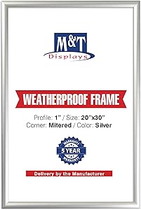 M&T Displays Front Loading 1" Mitered Weatherproof Snap Frame, 20"x30"