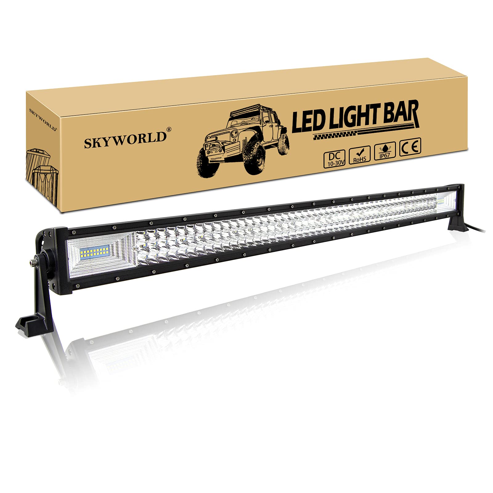 SKYWORLD LED Work Light Bar, 7D 42 inch 540W Triple Row Spot Flood Combo Beam Off Road Lights for 4WD 4x4 SUV ATV UTV Truck Car Pickup Boat Fog Lamp