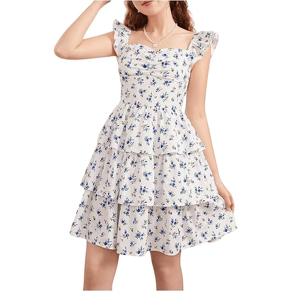 SHENHE Women's Floral Bustier Corset Dress Tie Shoulder