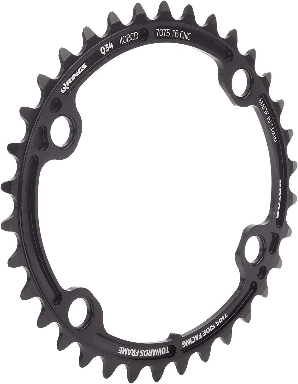 Rotor Unisex - Adult Oval Chainring BCD110x4 55 Outer for Aldhu Vegast and All 4-Hole Shimano Cranks Simple, Black, Teeth - Image 3