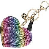 PATIKIL Rhinestone Keychains for Women, Cute Bling Heart Shape Purse Charm for Bag Handbags Car Keys