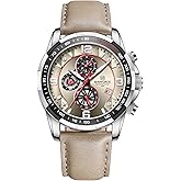 NAVIFORCE Sport Watches for Men Analog Quartz Chronograph Leather Strap Wrist Watch