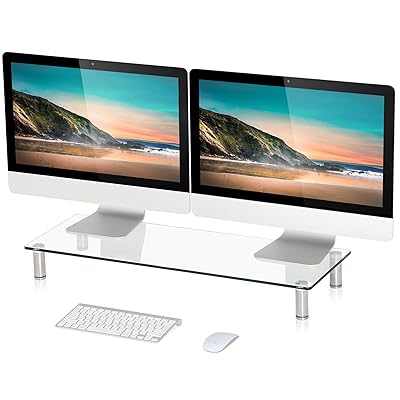 FITUEYES Computer Monitor Riser Desktop Stand for Dual Monitors Xbox One/Component/Flat Screen TV DT107801GC