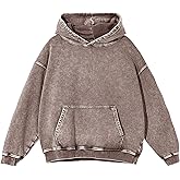 Ogfao Mens Oversized Hoodie Acid Wash Hoodies Women Vintage Sweatshirt Heavyweight Cotton Unisex Retro Pullover Streetwear