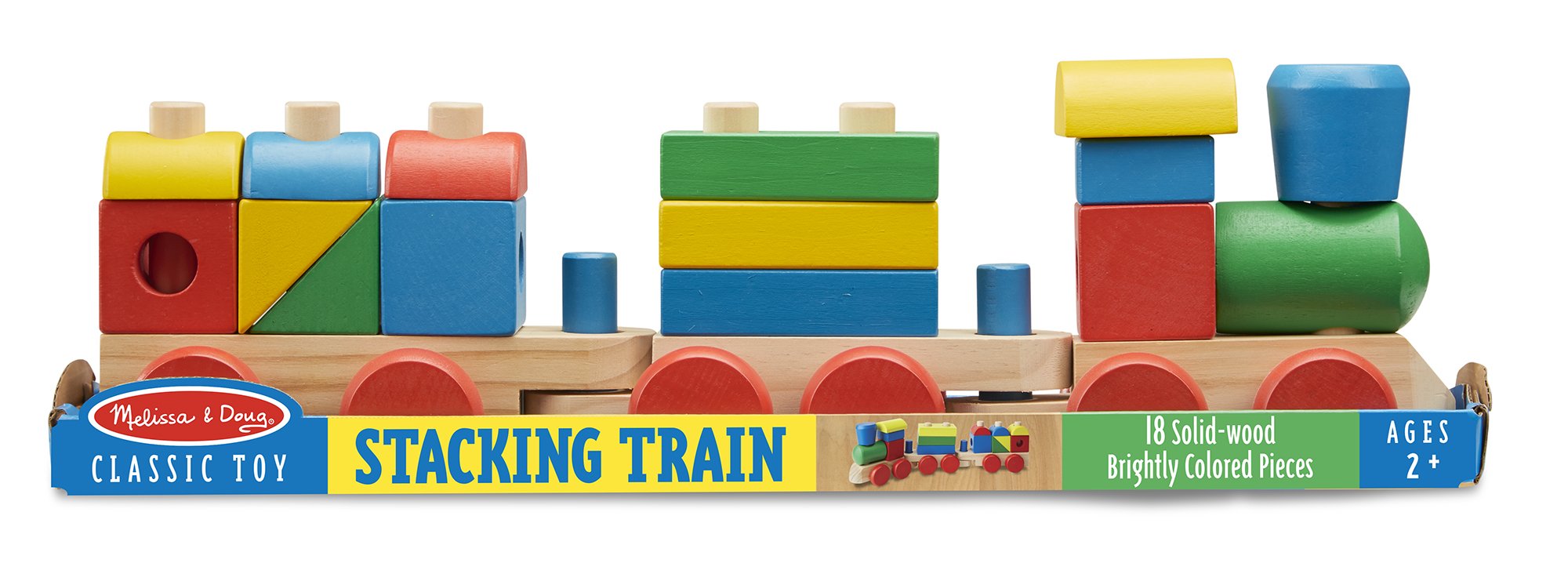 Melissa Doug Stacking Train Classic Wooden Toddler Toy (18 pcs) eBay