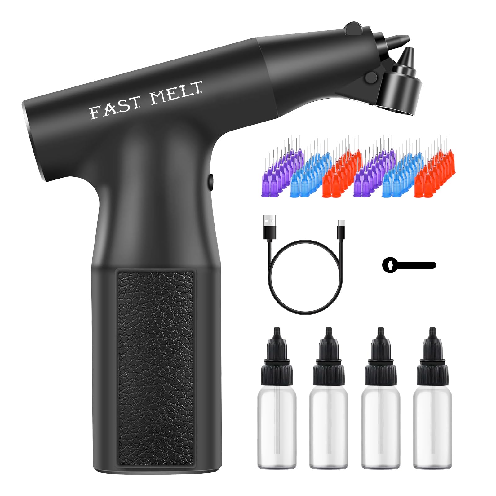Photo 1 of ***MISSING PIECES*** Fast MELT No-Clean Airbrush Kit, 3 Gears Rechargeable Portable Airbrush, Handheld Electric Spray Paint Gun for Model Painting|Tattoos|DIY Projects(100pcsx 0.3&0.4&0.5mm Disposable Nozzles,4X Bottle)