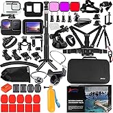 Husiway Accessories Kit for Gopro Hero 13 12 11 10 9 Black Waterproof Housing Silicone Case Glass Screen Protector Bundle for