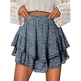 onlypuff Flowy Shorts for Women Ruffle Skorts Mini Skirts High Waisted Teen Gilrs Tennis Skort Summer Shorts