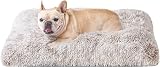 EHEYCIGA Fluffy Dog Crate Bed Medium Calming Anti Anxiety Mat Brown 75x50x7.5cm