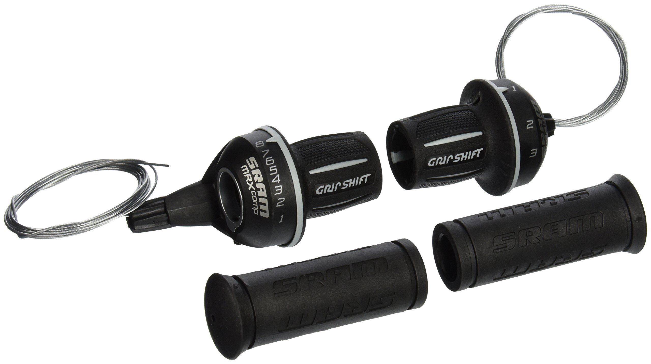 Sram MRX Comp Shifter Set 8 Speed Rear Microfriction Front Includes Stationary, Black/White