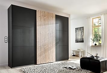 Lifestyle4living Kleiderschrank 3 Turig In Graphit Silber Tanne Dekor Schwebeturenschrank Mit Viel Stauraum Ca 300 Cm Breit Amazon De Kuche Haushalt