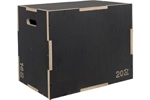 Fitvids 3 in 1 Non-Slip Wooden Plyo Box Plyometric Box Jumping Exercise, 16x20x24 Inches, Gray