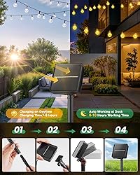 Solar String Lights Outdoor Waterproof, 2 Pack 60