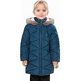 SOLOCOTE Girls Winter Puffer Coat with Faux Fur Hood Sherpa Lined Parka Water-Resistant Windproof Quilted Jacket