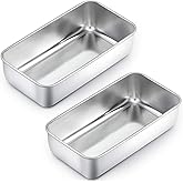 TeamFar Loaf Pans for Baking Bread, 9 × 5 Inch Stainless Steel Loaf Bread Pans Tins for Homemade Brownies, Healthy & Sturdy, Oven & Dishwasher Safe - Set of 2