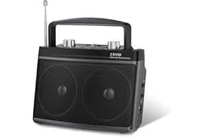 Audiocrazy Portable AM FM Radio with Best Reception, Transistor Radio with Bluetooth Plug in Wall or Battery Powered,Stereo Radio,Headphone Jack, Aux in,Small Radio for Home,Gift,Seniors