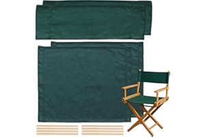 STAY GENT 18''L X 15''W 2 Set Directors Chair Replacement Canvas for 18'' Director Chairs, Replacement Cover Canvas Seat and 19.7''L X 6.3''W Back Covers Kit for Director Chairs Movie Chair, Green