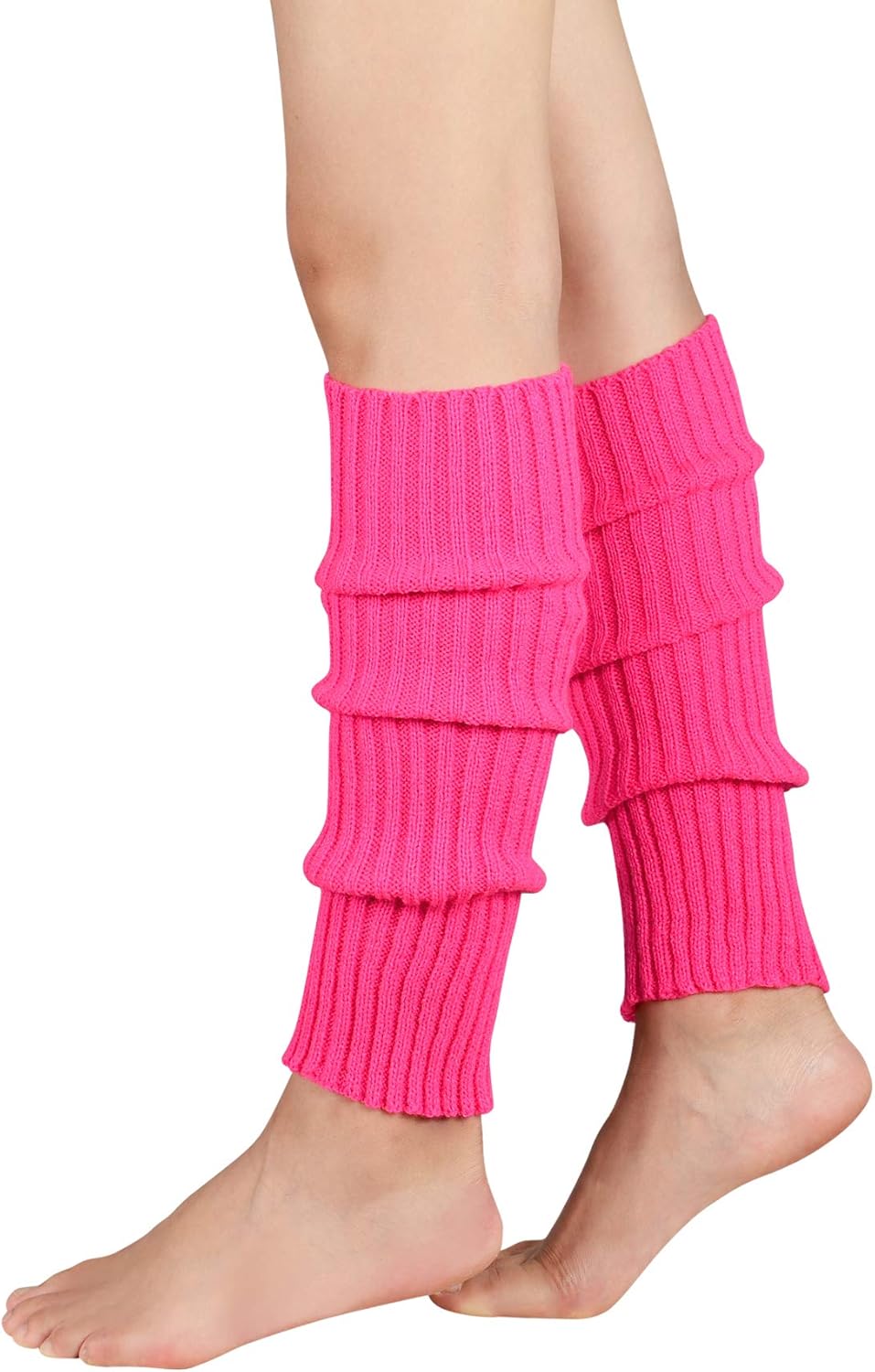 Leg Warmers for Women Girls 80s Ribbed Leg Warmer for Neon Party Knitted Fall Winter Sports Socks Red: Clothing