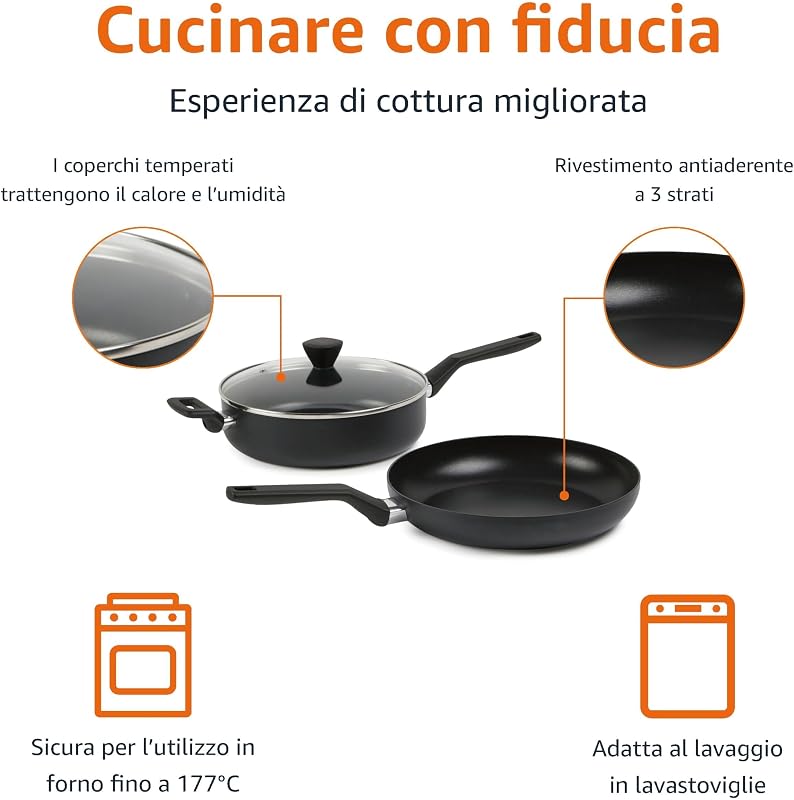 Set di pentole e padelle in ceramica impilabili, antiaderenti, 10 pezzi, salvaspazio — foto 3 di 6