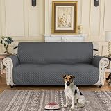 XINEAGE Quilted 3 Seater Sofa Cover, Water Resistant, Non Slip, Dark Grey view 2