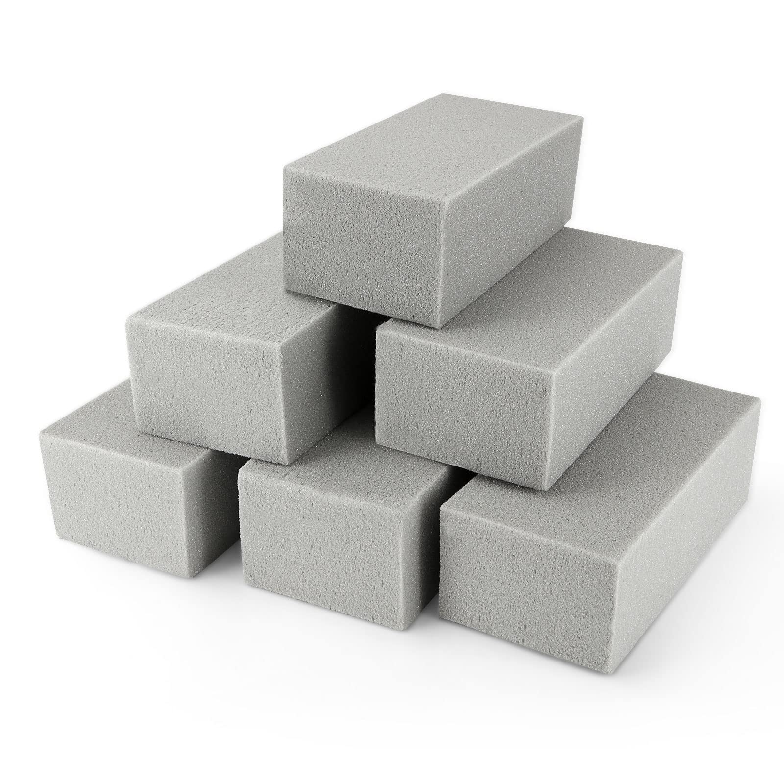 LOLYSIC 6Pcs Dry Floral Foam Blocks, 22.5x11x7cm Flower Foam Blocks for Artificial & Fresh Flower Arranging, Floral Foam Bricks Florist Foam Blocks for Wedding Party Funeral Centrepieces, Grey