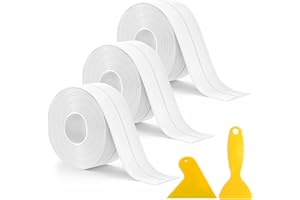 3 Rolls White Caulk Tape Waterproof Self Adhesive, Caulking Strip for Bathroom, Kitchen, Toilet, Bathtub, Sink -Include Profe