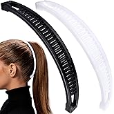 BEIQIYA 2pcs Banana Hair Clips for Women, Classic Double Comb Hairpin, Non-Slip Hairtyles Claws Accessories for Thick Thin Long Short Straight Curly Hair- Black & White