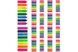 KICNIC Page Markers Colored Sticky Tabs 3200 Pcs, Translucent Arrow Flags for Page Marking, Fluorescent Index Tab Stickers for Notebooks, Small Sticky Notes Flags [8 Colors, 16 Sets]