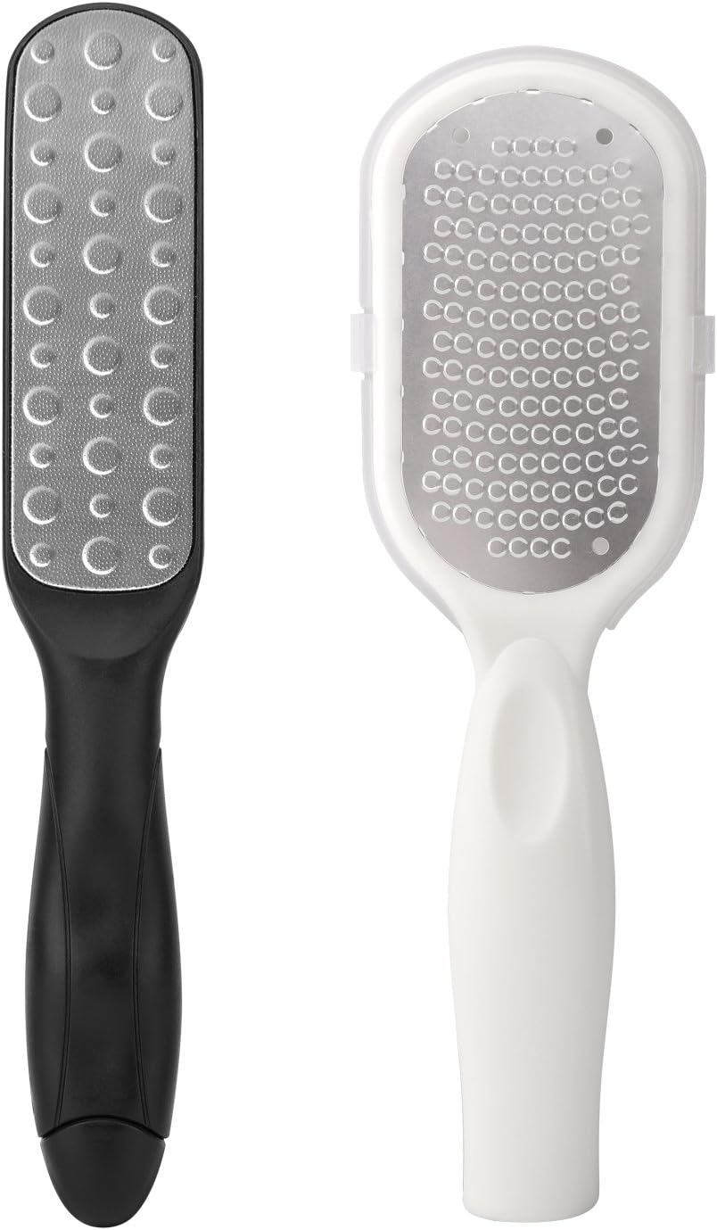 Luxspire 2PCS Foot File, Foot Callus Remover Rasp Scraper Tools and Dual Sided Foot File Professional Pedicure Stainless Steel Feet Corn Callus Remover