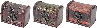 HMF 6415-108 Kleine Schatztruhe aus Holz | 8 x 5 x 6 cm | 3er Set | Versch. Muster