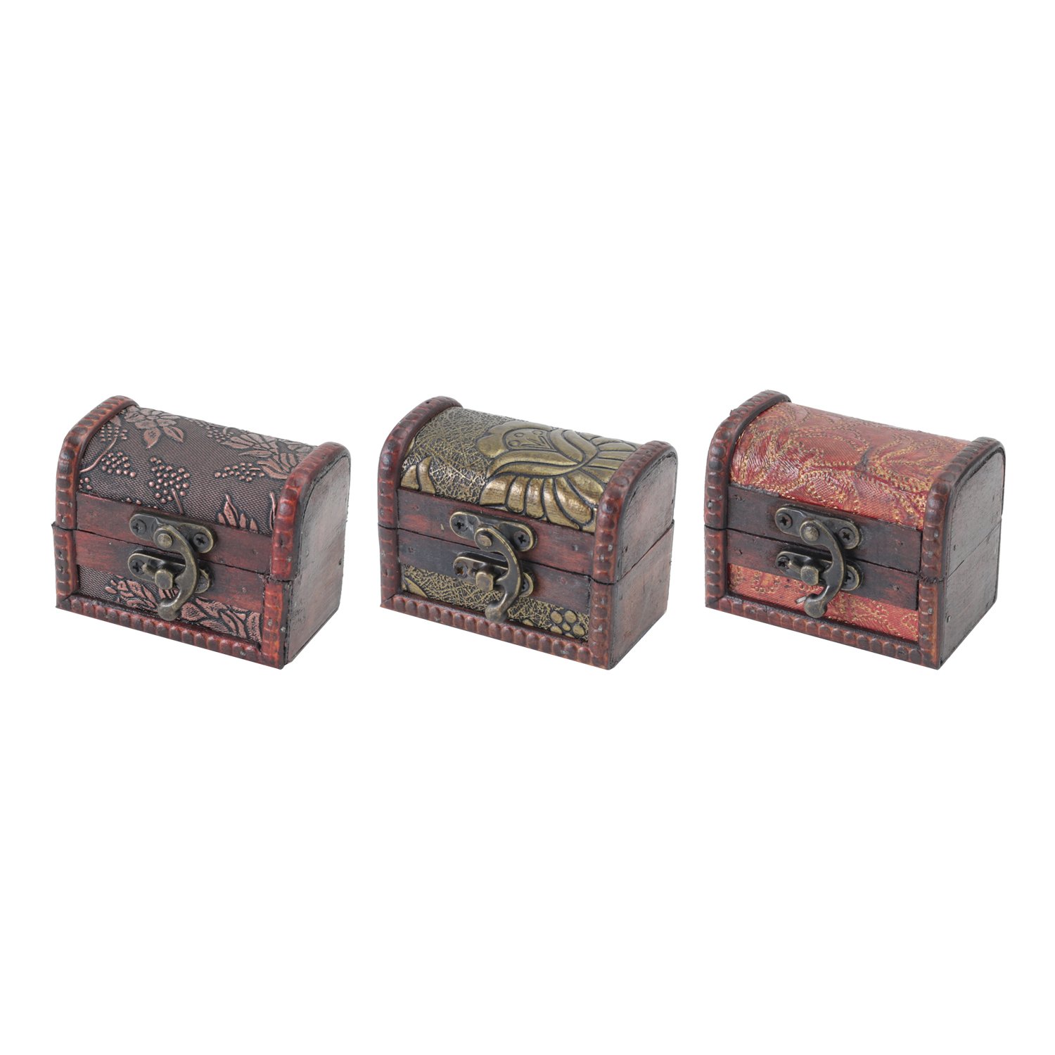 HMF 6415-108 Small Wooden Treasure Chest | Set of 3 | 8 x 5 x 6 cm | Different Models